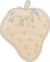 Strawberry Wood Craft Shape - Laser Cut Baltic Birch Unfinished DIY Wood Art Supplies FOD54 - The Wood Shape Store