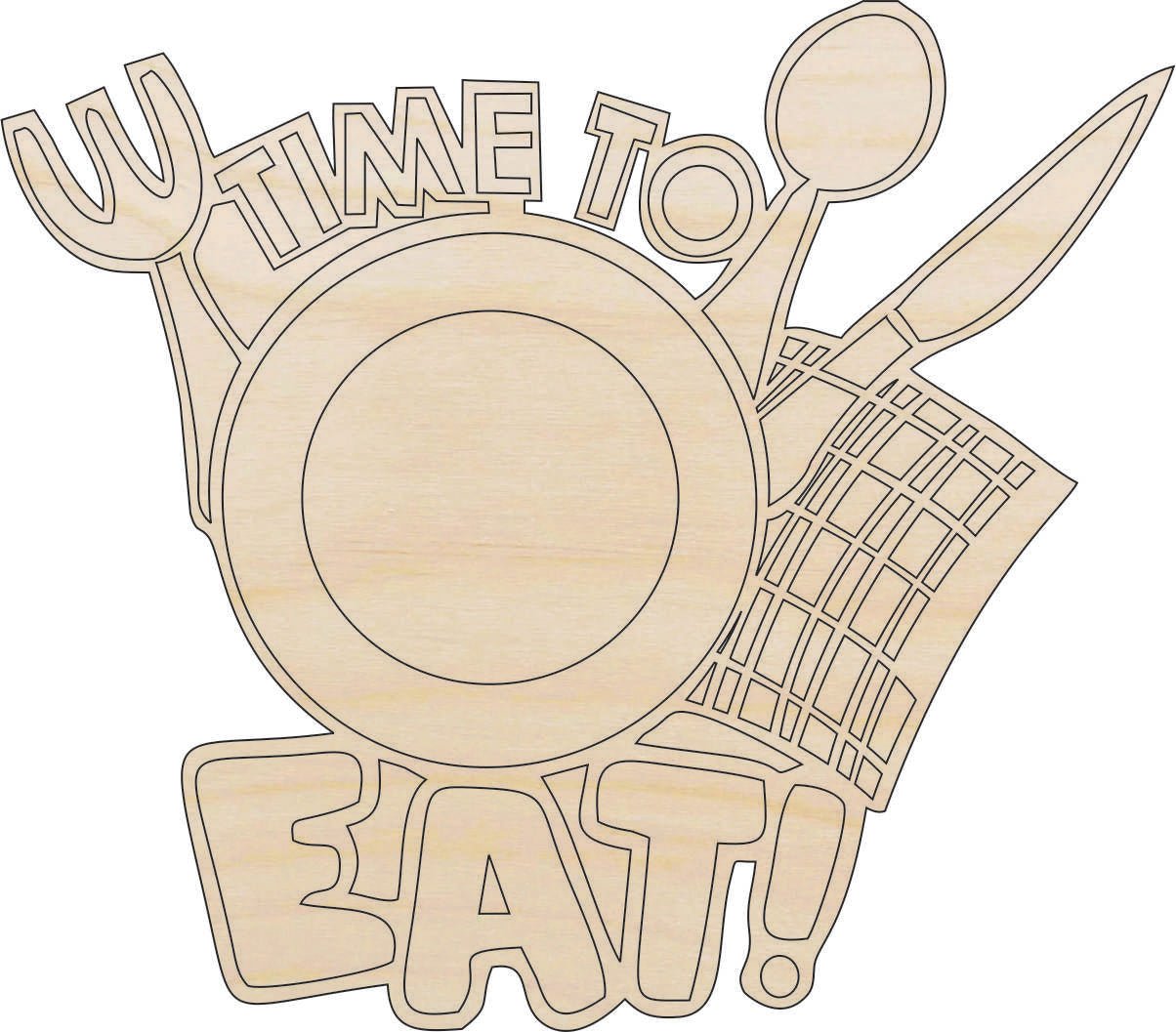 Time To Eat! Wood Craft Shape - Laser Cut Baltic Birch Unfinished DIY Wood Art Supplies FOD59 - The Wood Shape Store