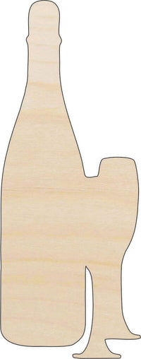 Wine Bottle Wood Craft Shape - Laser Cut Baltic Birch Unfinished DIY Wood Art Supplies FOD95 - The Wood Shape Store