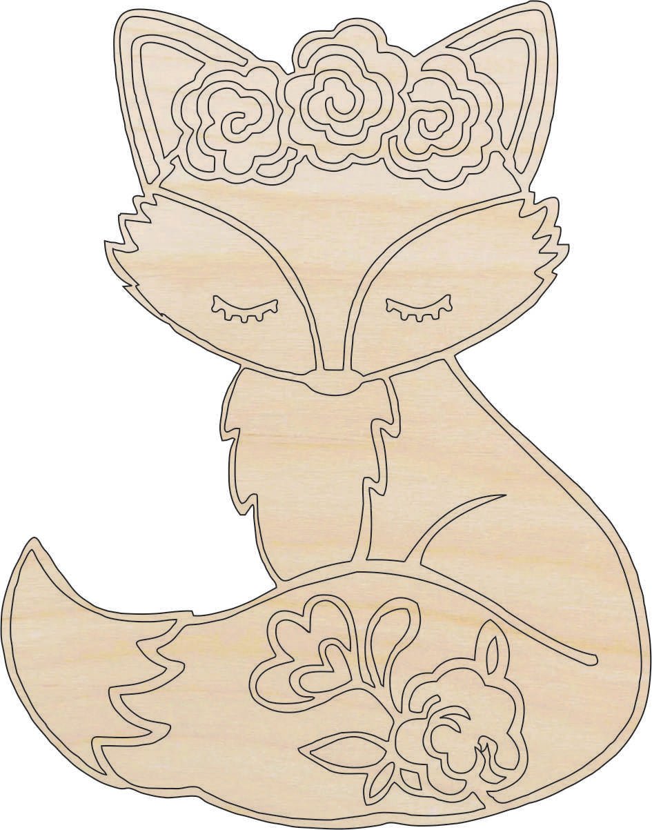 Fox Wood Craft Shape - Laser Cut Baltic Birch Unfinished DIY Wood Art Supplies FOX18 - The Wood Shape Store