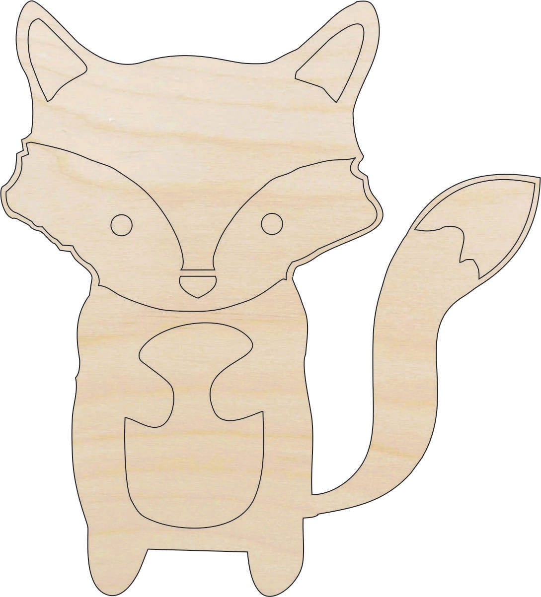 Fox Wood Craft Shape - Laser Cut Baltic Birch Unfinished DIY Wood Art Supplies FOX19 - The Wood Shape Store