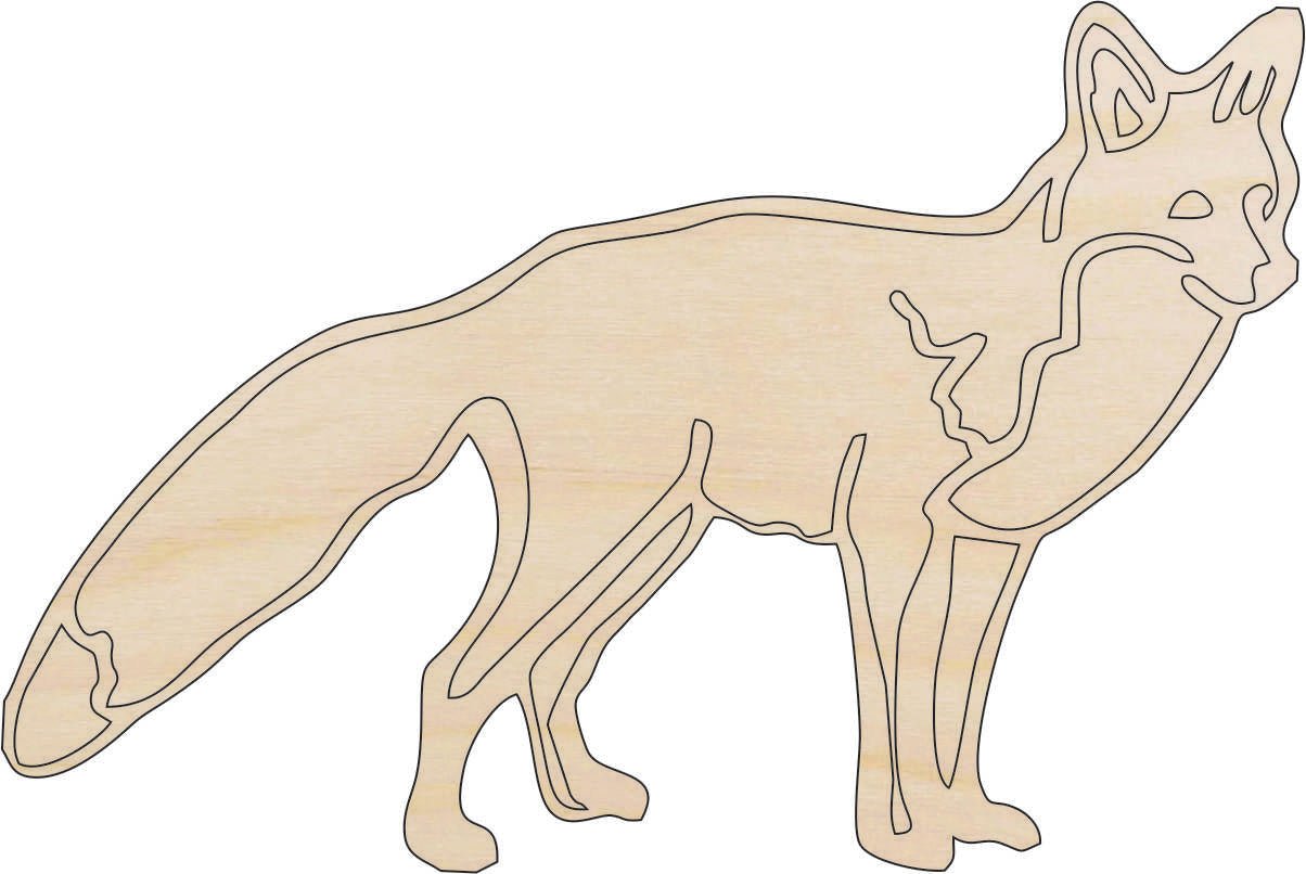 Fox Wood Craft Shape - Laser Cut Baltic Birch Unfinished DIY Wood Art Supplies FOX2 - The Wood Shape Store
