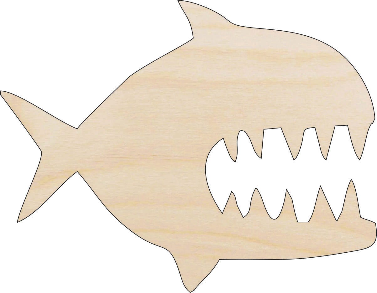 Piranha Wood Craft Shape - Laser Cut Baltic Birch Unfinished DIY Wood Art Supplies FSH22 - The Wood Shape Store