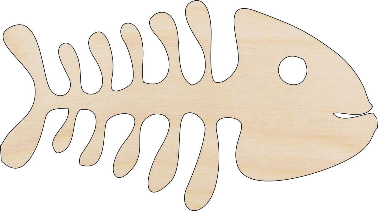Fish Skeleton Wood Craft Shape - Laser Cut Baltic Birch Unfinished DIY Wood Art Supplies FSH41 - The Wood Shape Store
