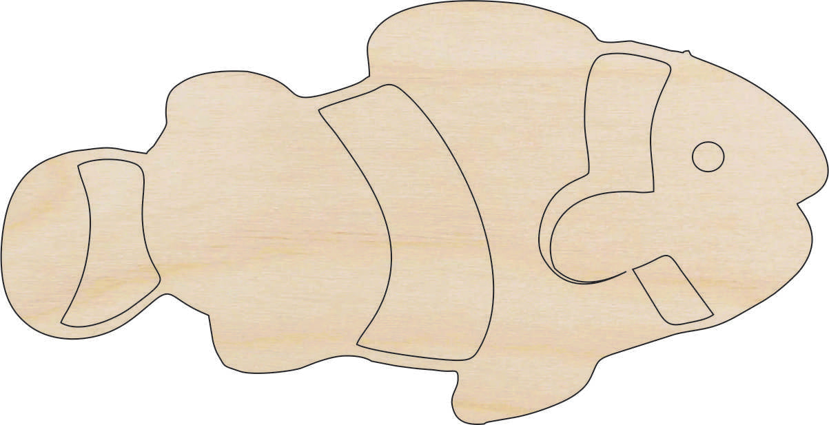 Fish Clown - Laser Cut Out Unfinished Wood Craft Shape FSH54 Fish Clown - Laser Cut Out Unfinished Wood Craft Shape FSH54