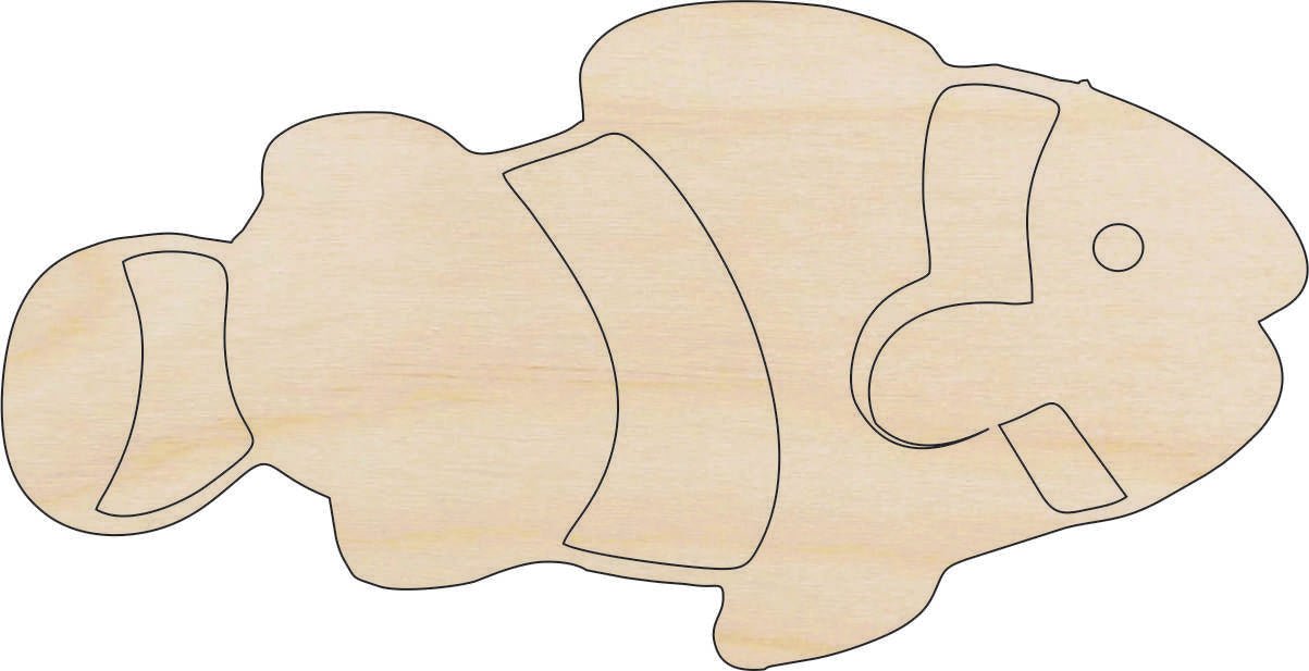 Clownfish Wood Craft Shape - Laser Cut Baltic Birch Unfinished DIY Wood Art Supplies FSH54 - The Wood Shape Store