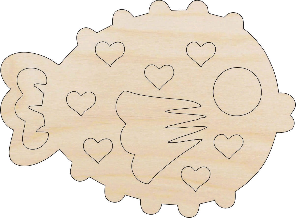 Pufferfish Wood Craft Shape - Laser Cut Baltic Birch Unfinished DIY Wood Art Supplies FSH6 - The Wood Shape Store