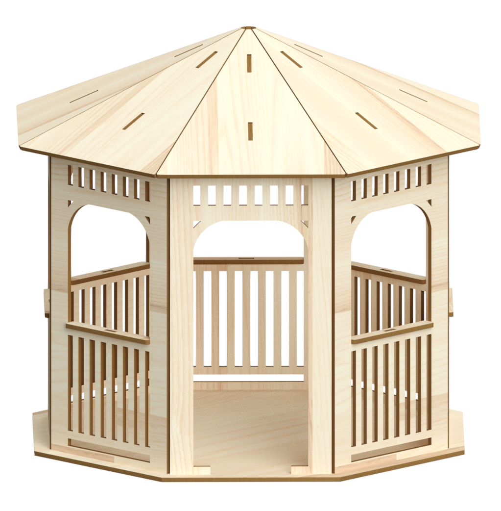 3D Gazebo Large 26 Pieces Laser Cut Out Unfinished Wood 3D Gazebo Large 26 Pieces Laser Cut Out Unfinished Wood