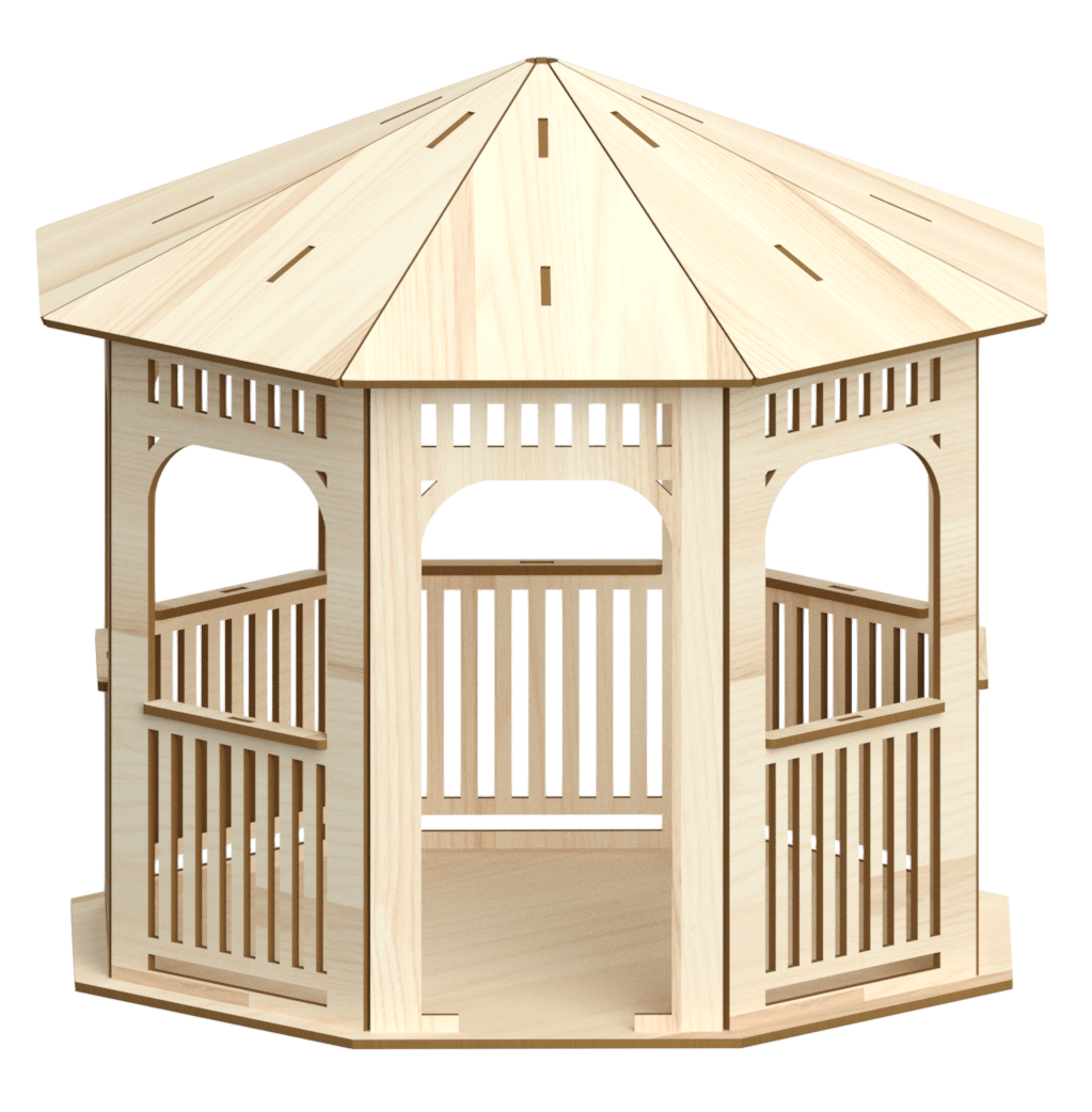 3D Gazebo Large 26 Pieces Laser Cut Out Unfinished Wood - The Wood Shape Store