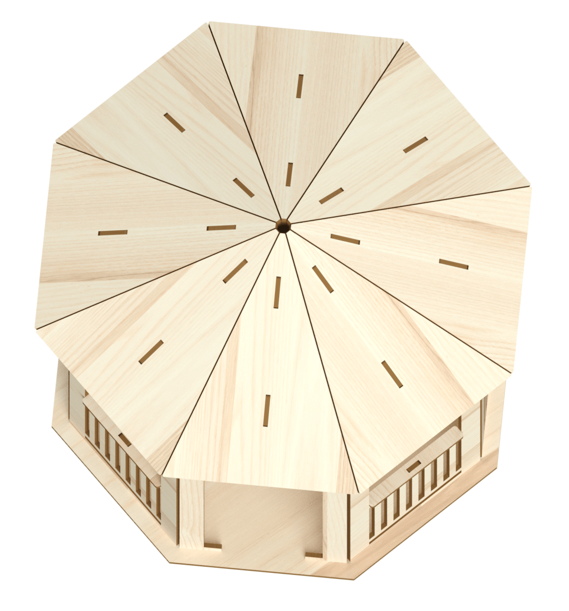 3D Gazebo Large 26 Pieces Laser Cut Out Unfinished Wood - The Wood Shape Store
