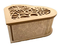 3D Flowered Heart Box 5 Pieces Laser Cut Out Unfinished Wood BOX2 - The Wood Shape Store