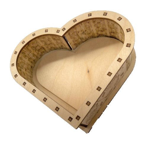 3D Flowered Heart Box 5 Pieces Laser Cut Out Unfinished Wood BOX2 - The Wood Shape Store