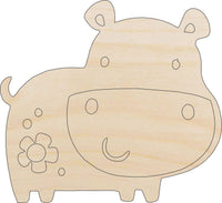 Hippo Wood Craft Shape – Laser Cut Baltic Birch Unfinished DIY Wood Art Supplies HIP2 - The Wood Shape Store