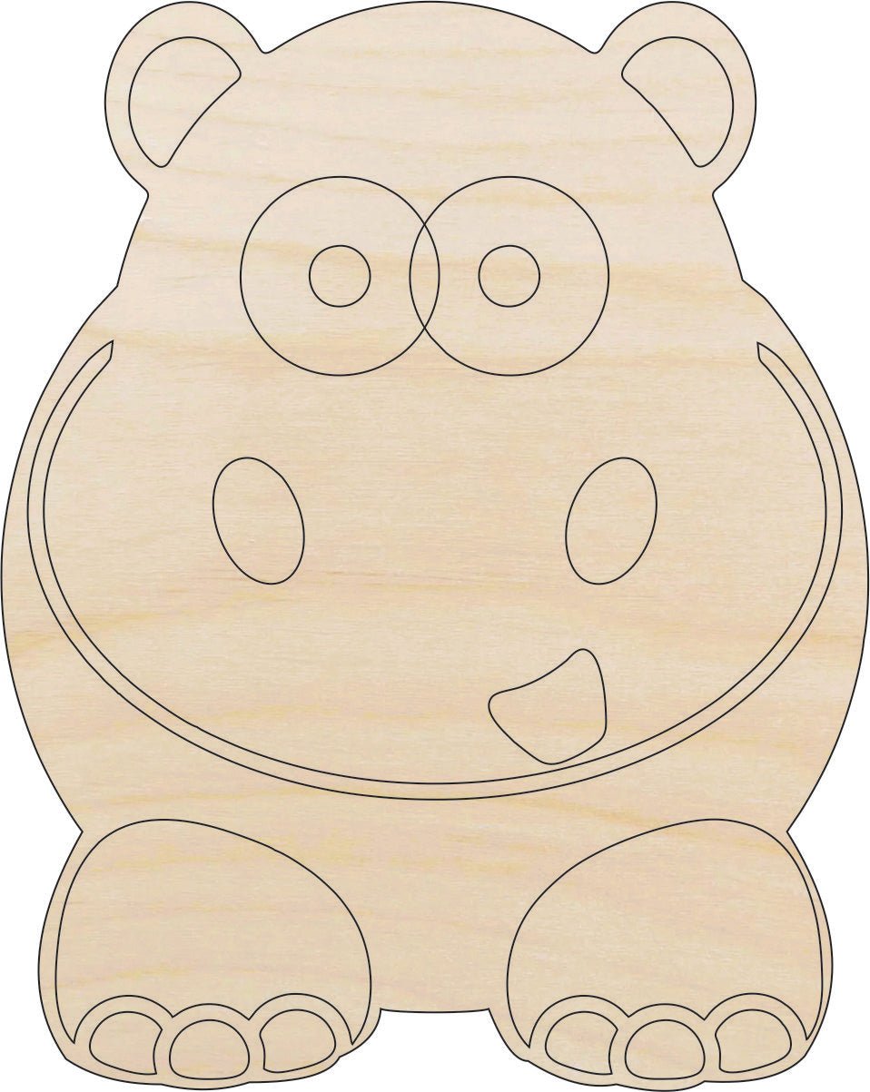 Hippo Wood Craft Shape – Laser Cut Baltic Birch Unfinished DIY Wood Art Supplies HIP5 - The Wood Shape Store