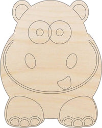 Hippo Wood Craft Shape – Laser Cut Baltic Birch Unfinished DIY Wood Art Supplies HIP5 - The Wood Shape Store