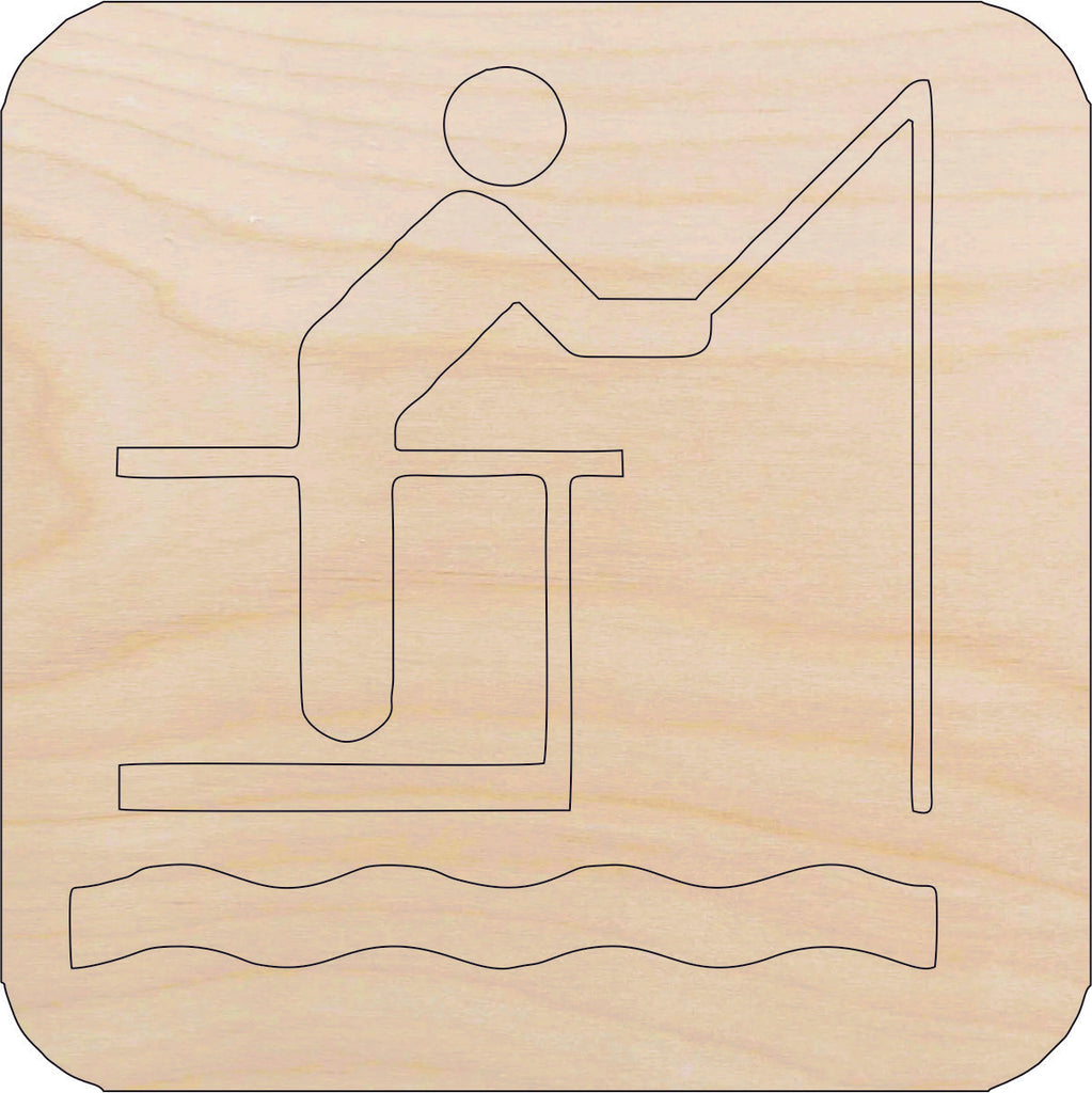 Sport Fishing - Laser Cut Out Unfinished Wood Craft Shape HNT14