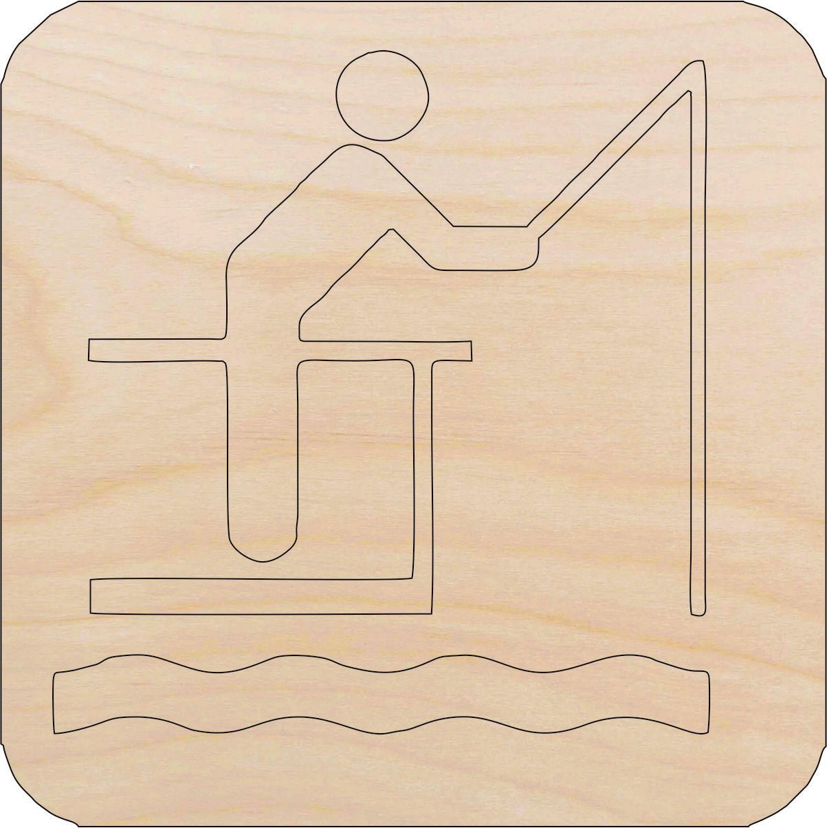 Fishing Wood Craft Shape - Laser Cut Baltic Birch Unfinished DIY Wood Art Supplies HNT14 - The Wood Shape Store