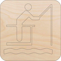 Fishing Wood Craft Shape - Laser Cut Baltic Birch Unfinished DIY Wood Art Supplies HNT14 - The Wood Shape Store