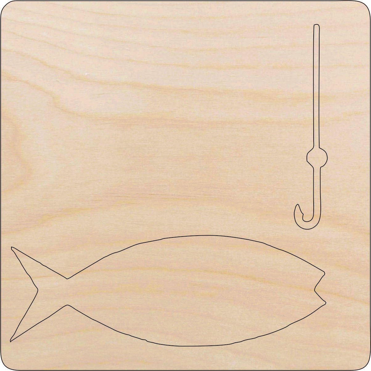 Fishing Wood Craft Shape - Laser Cut Baltic Birch Unfinished DIY Wood Art Supplies HNT15 - The Wood Shape Store