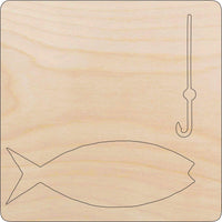 Fishing Wood Craft Shape - Laser Cut Baltic Birch Unfinished DIY Wood Art Supplies HNT15 - The Wood Shape Store