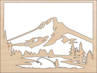 Fishing Scene Wood Craft Shape - Laser Cut Baltic Birch Unfinished DIY Wood Art Supplies HNT23 - The Wood Shape Store