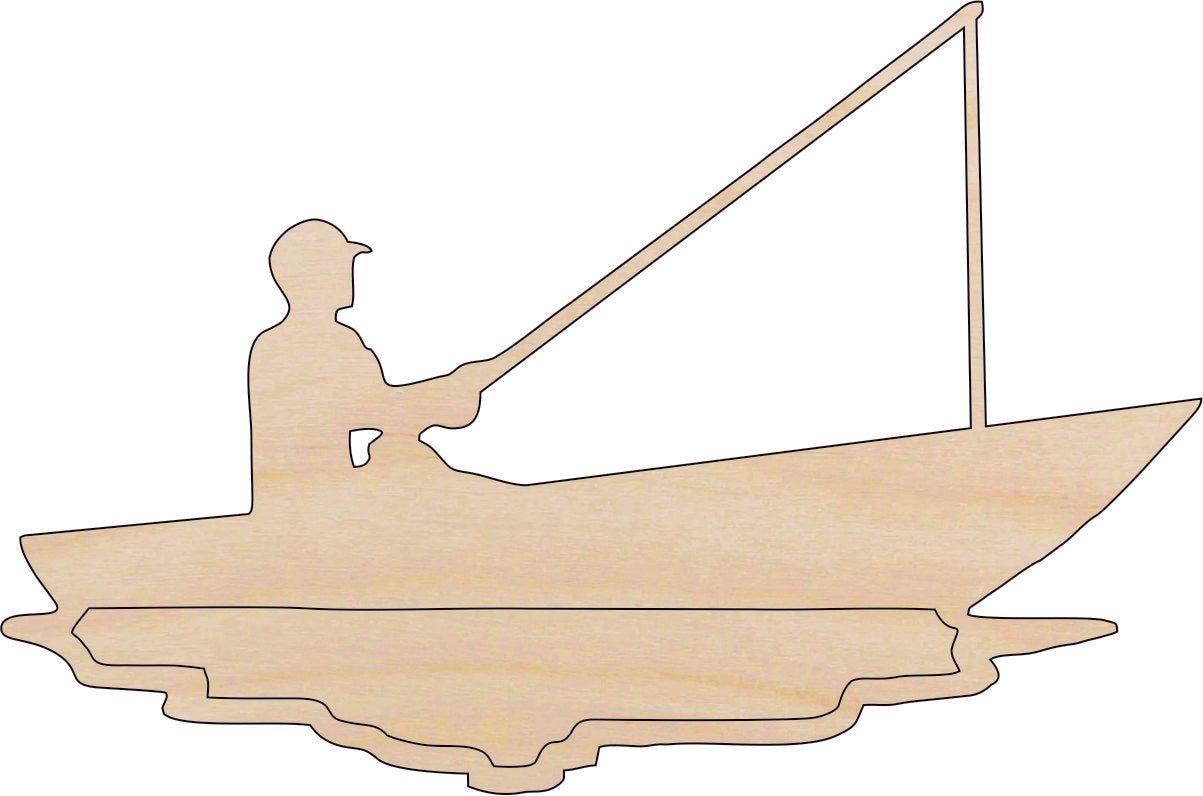 Sport Fishing - Laser Cut Out Unfinished Wood Craft Shape HNT3 Sport Fishing - Laser Cut Out Unfinished Wood Craft Shape HNT3