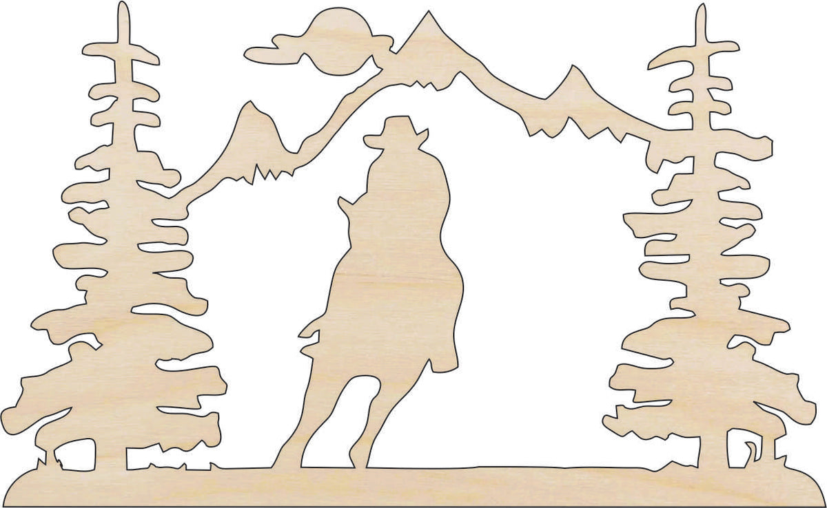 Scene Cowboy - Laser Cut Out Unfinished Wood Craft Shape HRS13
