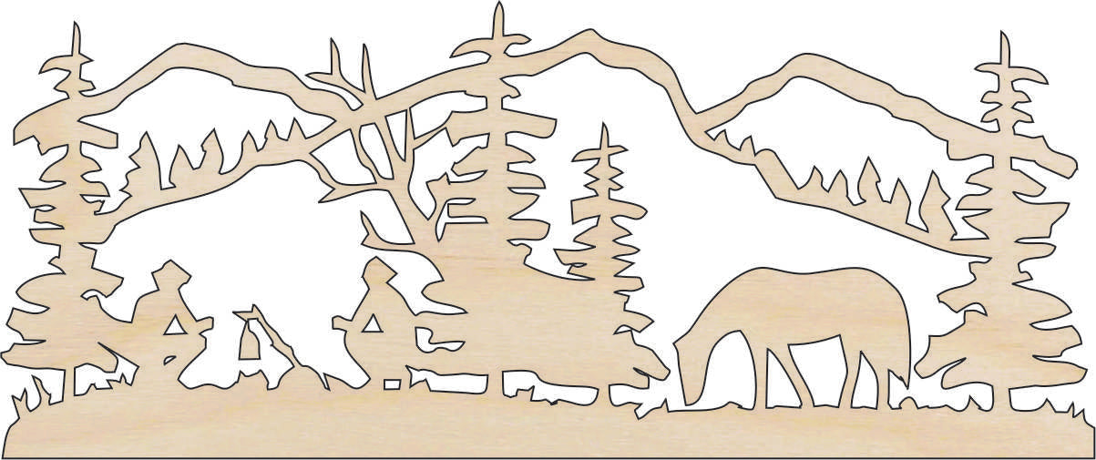 Scene Cowboy - Laser Cut Out Unfinished Wood Craft Shape HRS60 Scene Cowboy - Laser Cut Out Unfinished Wood Craft Shape HRS60
