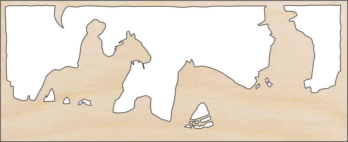 Cowboy Scene Wood Craft Shape - Laser Cut Baltic Birch Unfinished DIY Wood Art Supplies HRS64 - The Wood Shape Store