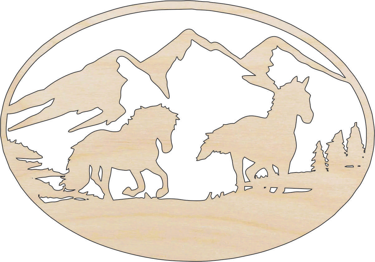 Scene Horse - Laser Cut Out Unfinished Wood Craft Shape HRS66 Scene Horse - Laser Cut Out Unfinished Wood Craft Shape HRS66