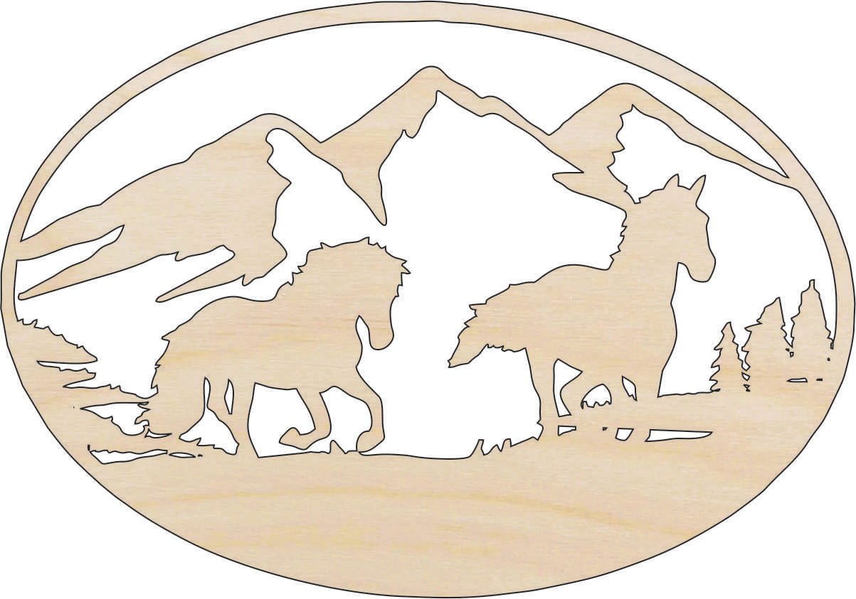 Horse Wood Craft Shape - Laser Cut Baltic Birch Unfinished DIY Wood Art Supplies HRS66 - The Wood Shape Store