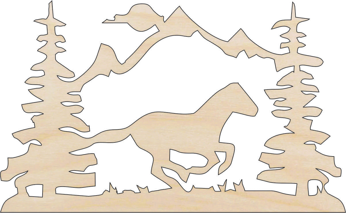 Scene Horse - Laser Cut Out Unfinished Wood Craft Shape HRS6 Scene Horse - Laser Cut Out Unfinished Wood Craft Shape HRS6