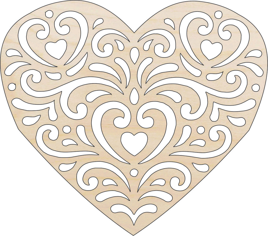 Heart - Laser Cut Out Unfinished Wood Craft Shape HRT2