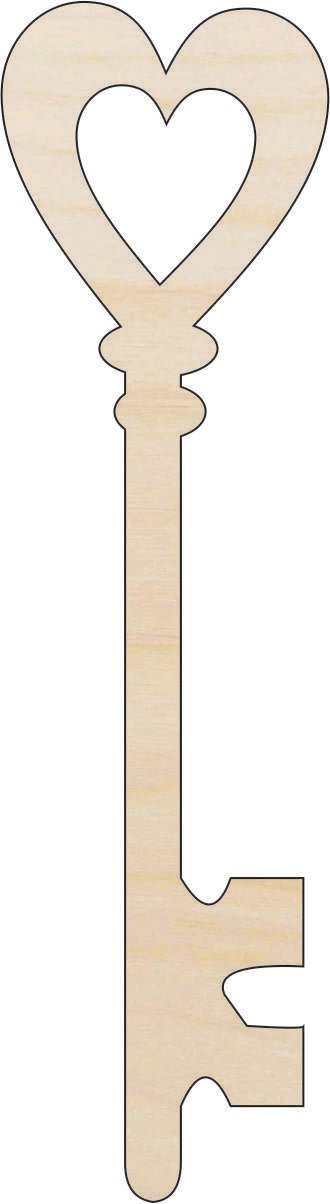 Key Wood Craft Shape - Laser Cut Baltic Birch Unfinished DIY Wood Art Supplies KEY12 - The Wood Shape Store