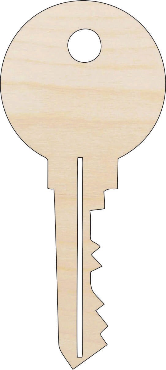 Key Wood Craft Shape - Laser Cut Baltic Birch Unfinished DIY Wood Art Supplies KEY14 - The Wood Shape Store