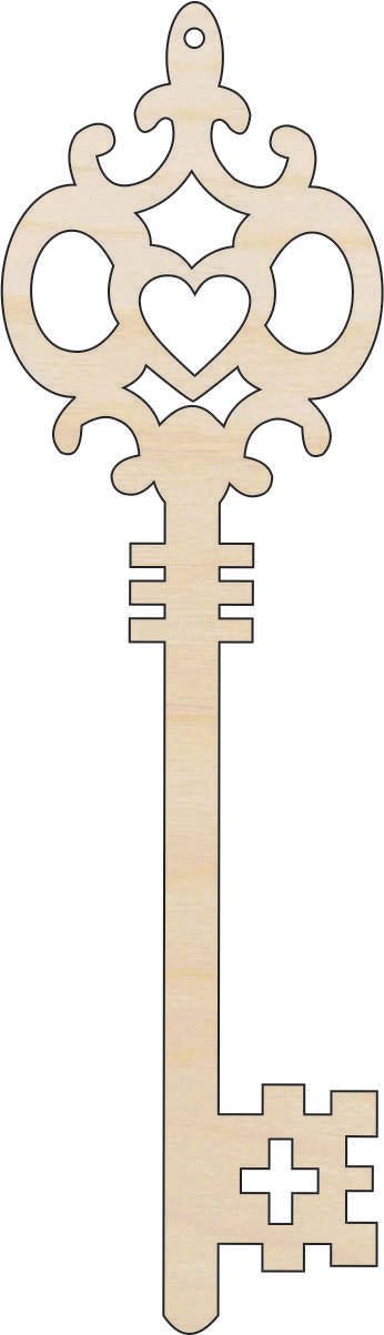 Key Wood Craft Shape - Laser Cut Baltic Birch Unfinished DIY Wood Art Supplies KEY1 - The Wood Shape Store