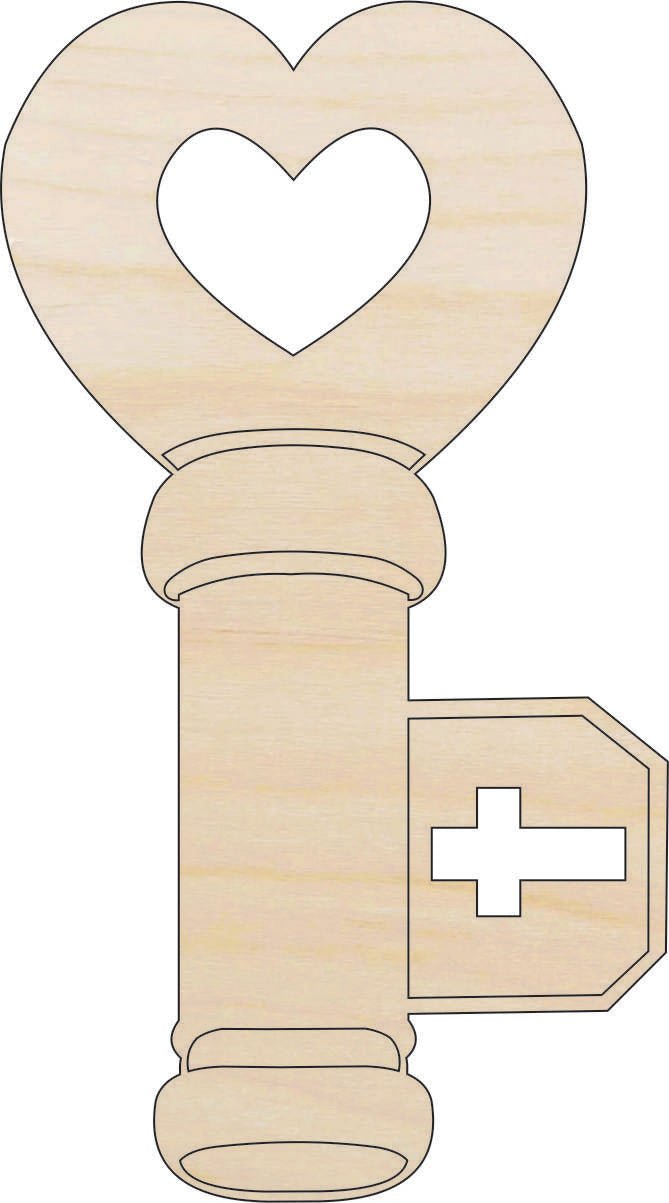 Key Wood Craft Shape - Laser Cut Baltic Birch Unfinished DIY Wood Art Supplies KEY36 - The Wood Shape Store