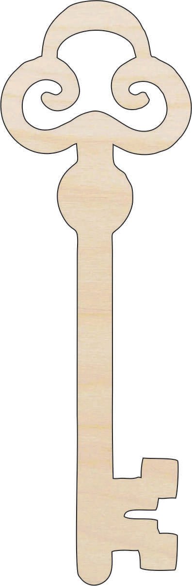 Key Wood Craft Shape - Laser Cut Baltic Birch Unfinished DIY Wood Art Supplies KEY8 - The Wood Shape Store