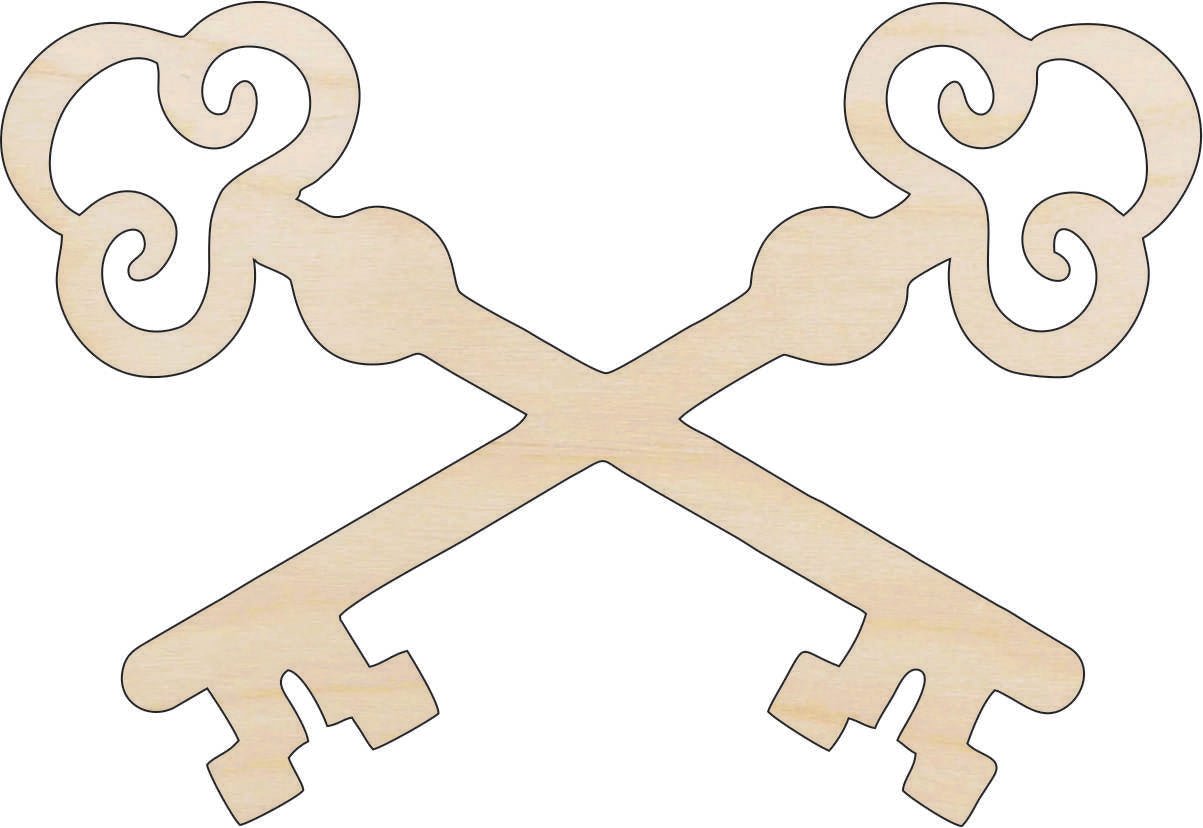 Key Wood Craft Shape - Laser Cut Baltic Birch Unfinished DIY Wood Art Supplies KEY9 - The Wood Shape Store