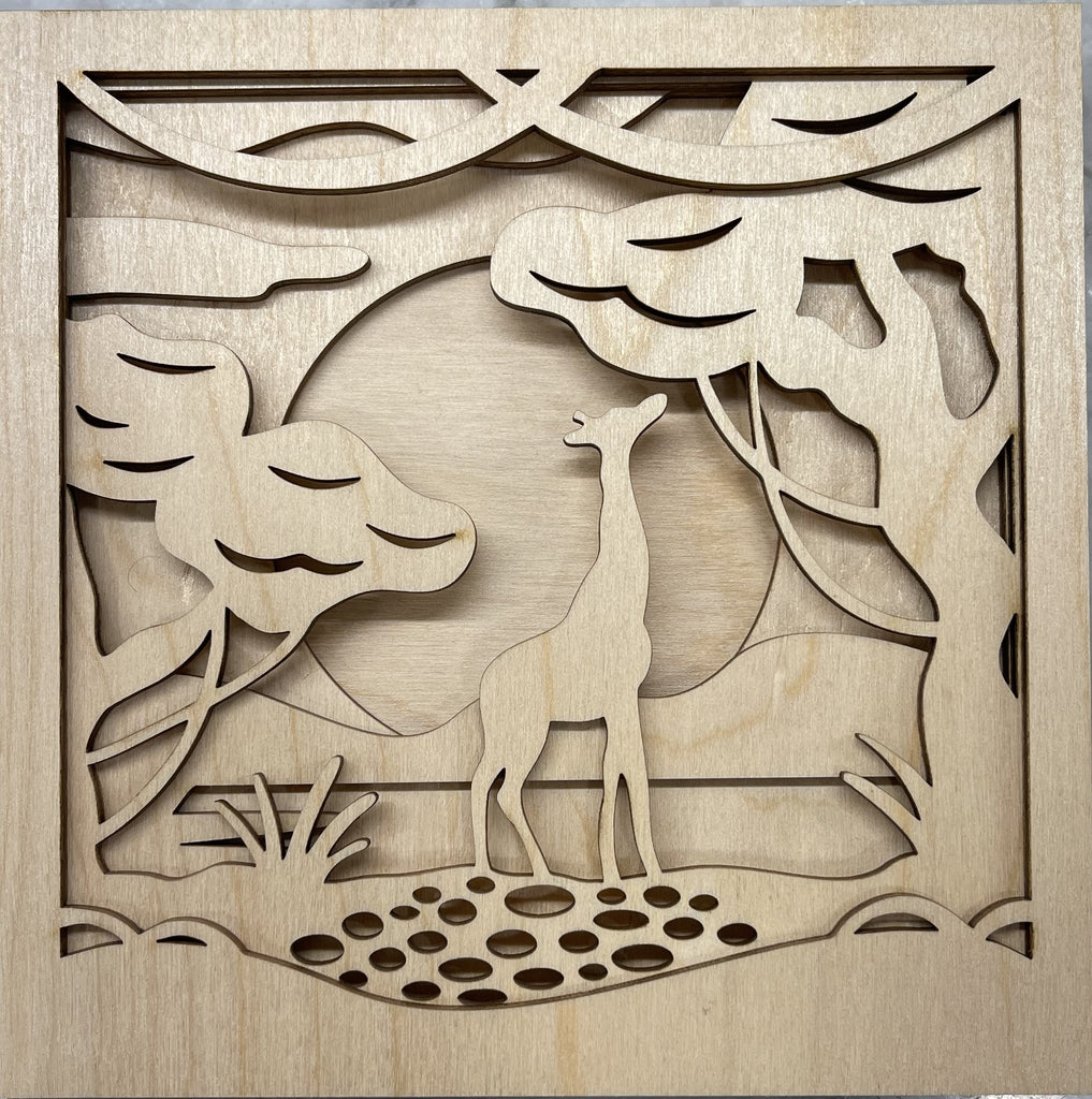 3D Layered Picture Giraffe -  6 Piece Wood Design  LRD26