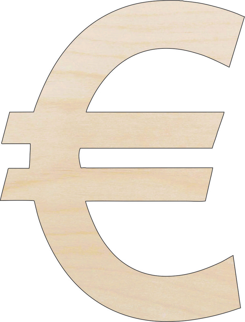 Sign Euro - Laser Cut Out Unfinished Wood Craft Shape MNY1
