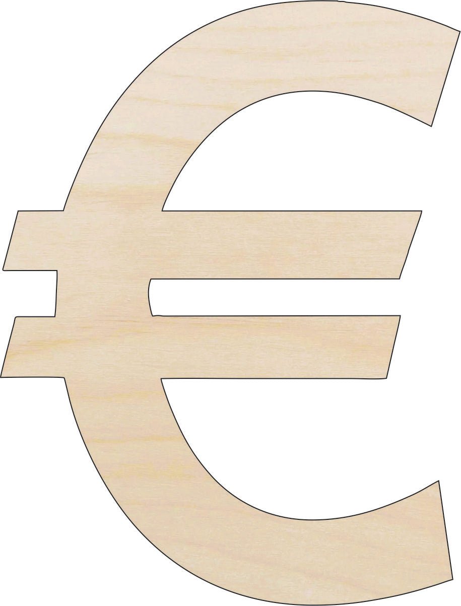 Euro Symbol Wood Craft Shape - Laser Cut Baltic Birch Unfinished DIY Art Supplies MNY1 - The Wood Shape Store