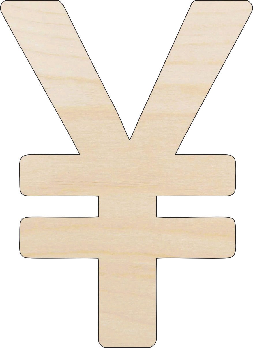 Yen Symbol Wood Craft Shape - Laser Cut Baltic Birch Unfinished DIY Art Supplies MNY2 - The Wood Shape Store