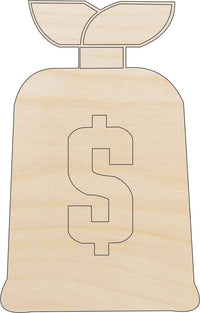 Money Bag Wood Craft Shape - Laser Cut Baltic Birch Unfinished DIY Art Supplies MNY6 - The Wood Shape Store
