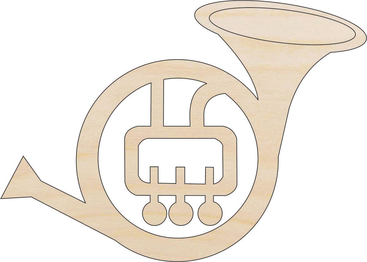 French Horn Wood Craft Shape - Laser Cut Baltic Birch Unfinished DIY Wood Art Supplies MSC12 - The Wood Shape Store