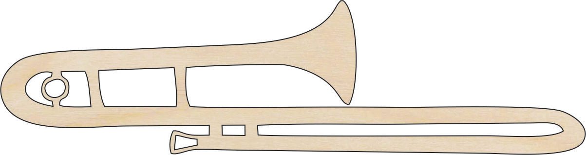 Trombone Wood Craft Shape - Laser Cut Baltic Birch Unfinished DIY Wood Art Supplies MSC1 - The Wood Shape Store