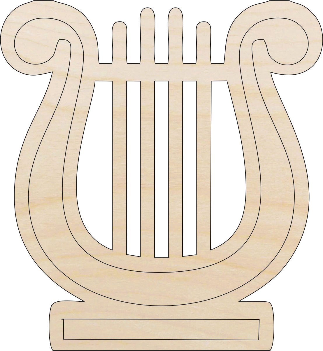 Harp Lyre Wood Craft Shape - Laser Cut Baltic Birch Unfinished DIY Wood Art Supplies MSC7 - The Wood Shape Store