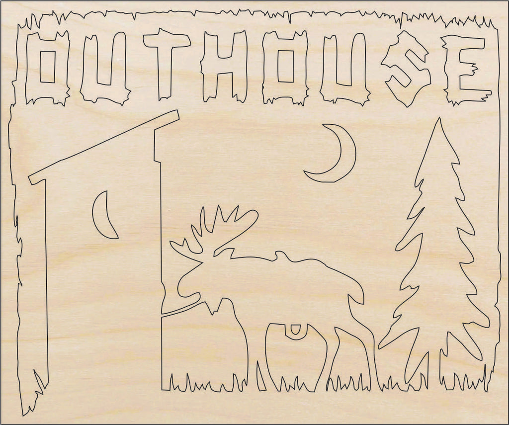 Moose & Outhouse - Laser Cut Wood Shape MUS10