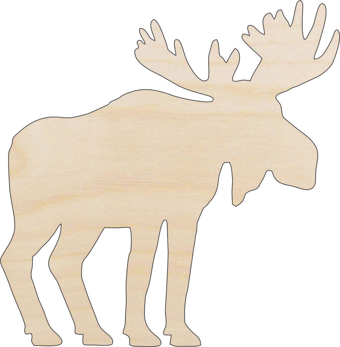 Moose Wood Craft Shape - Laser Cut Baltic Birch Unfinished DIY Wood Art Supplies MUS7 - The Wood Shape Store