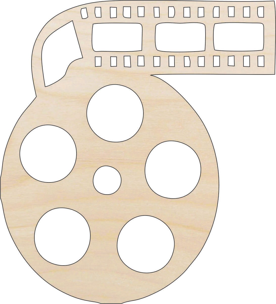 Film Reel Wood Craft Shape - Laser Cut Baltic Birch Unfinished DIY Wood Art Supplies MVE1 - The Wood Shape Store